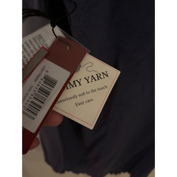 Red yummy Yarn Hooded Cardigan Open Front Ribbed Pockets Knitwear Medium - Picture 6 of 7